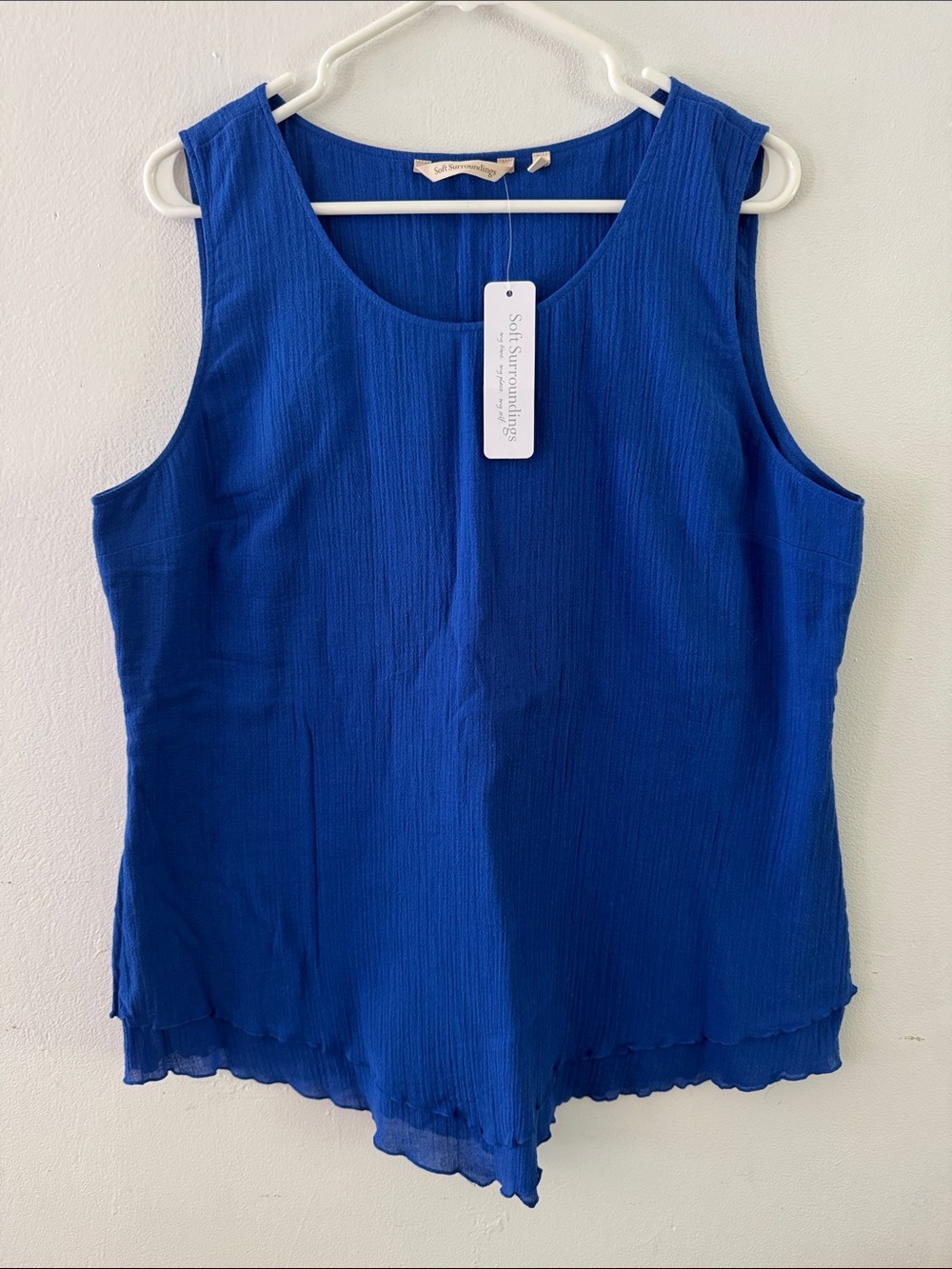 NWT Soft Surroundings Royal Blue Sleeveless Textured Tank Sz L